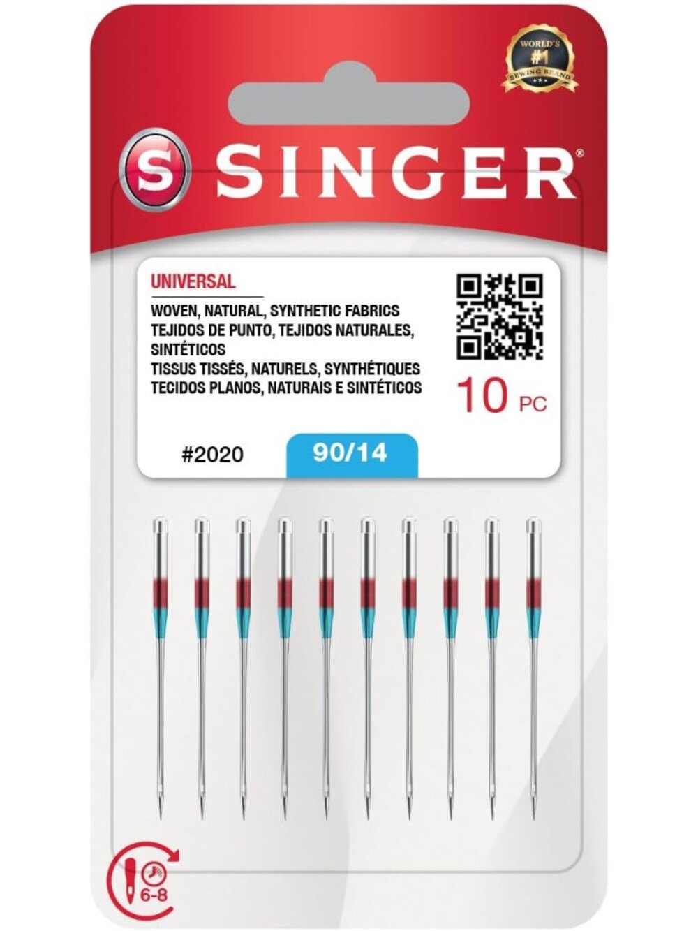10-Pack Universal 2020 Sewing Machine Needles, Size 90/14
